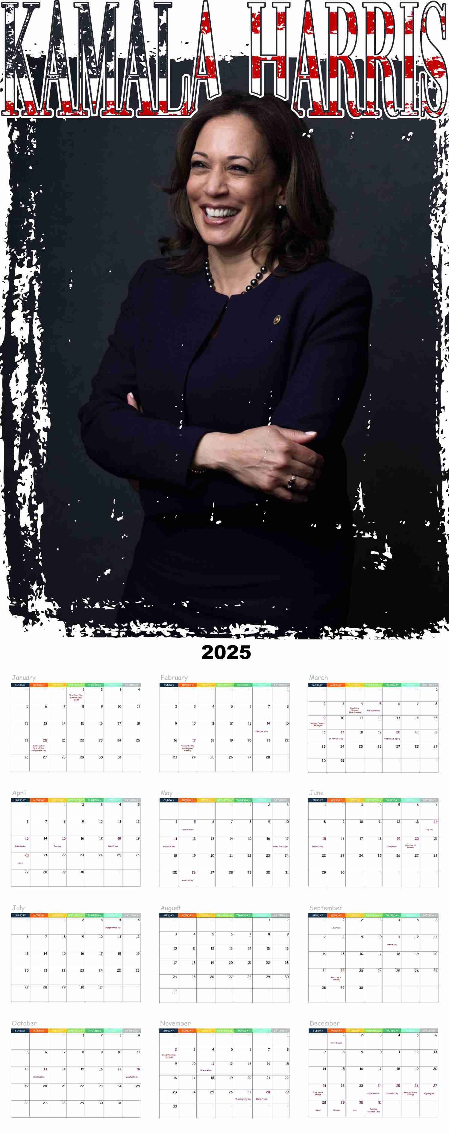 コレクション FH/louis kahn abcdesigne POSTER CALENDAR Kamala Harris | 2025 Wall Poster Calendar | DobsonProducts.com