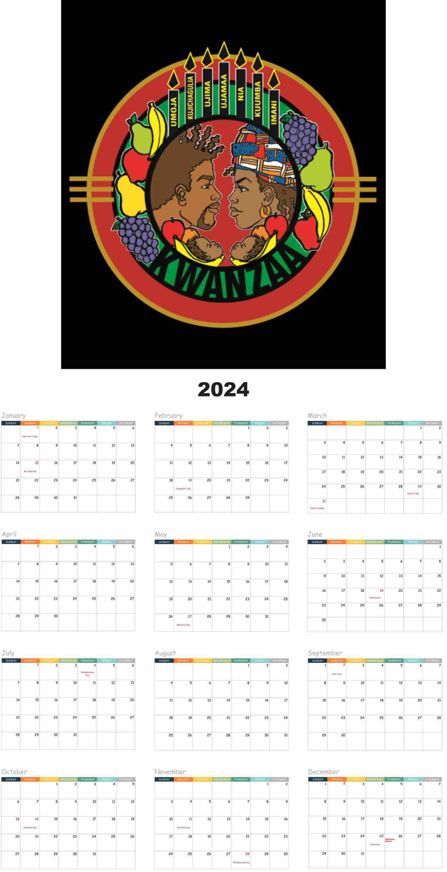 Kwanzaa 2024 Poster Wall Calendar
