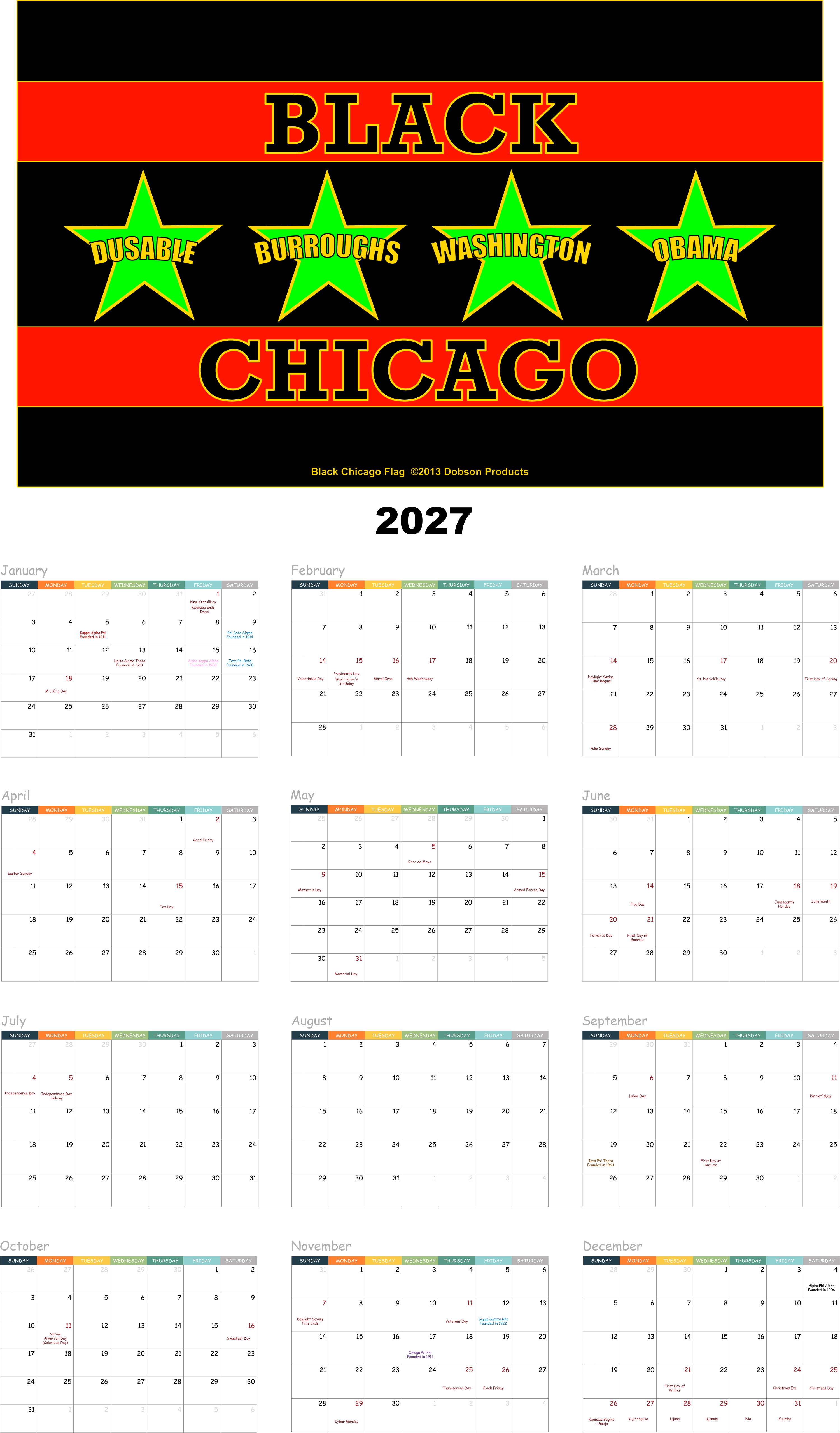 Black Chicago Flag