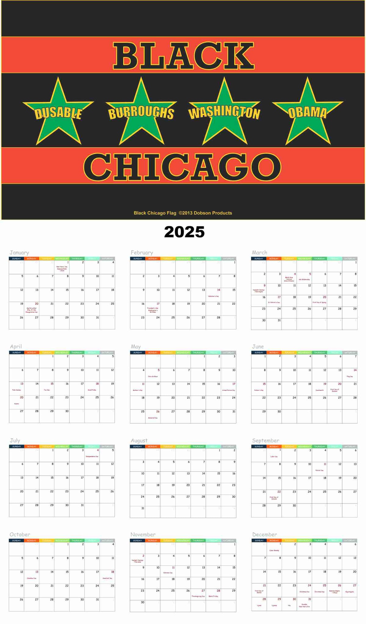 Black Chicago Flag