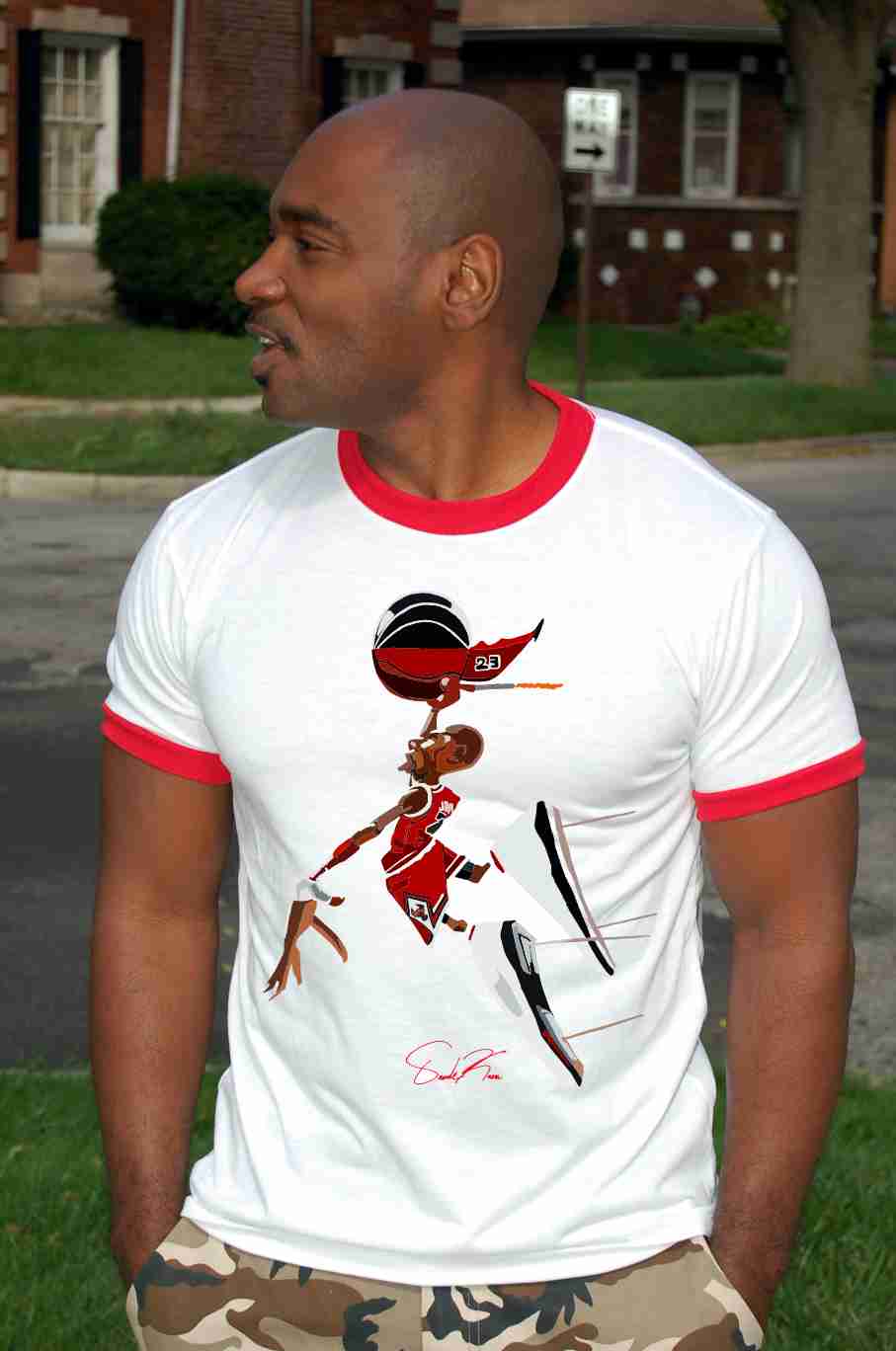 Air Jordan | Red Ringer T-Shirt | Oronde Kairi | DobsonProducts.com