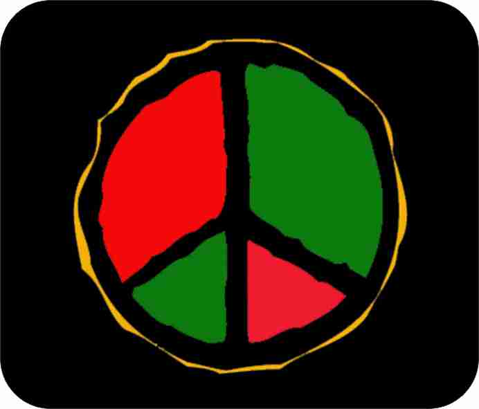 Peace Sign, Red, Black & Green